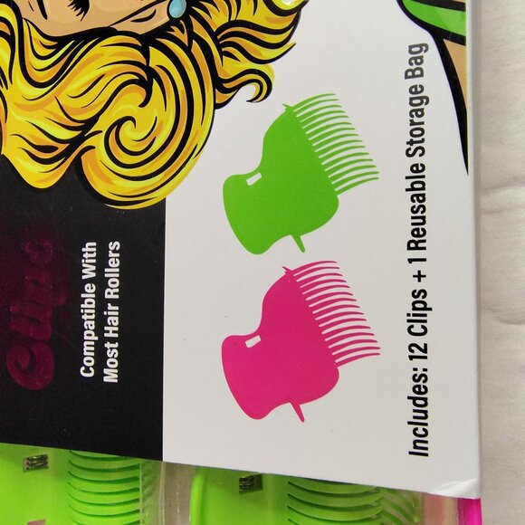 Hair Clips 80s Style Hair Rollers Branded 12 Reusable Butterfly Storage Bag - Picture 2 of 12